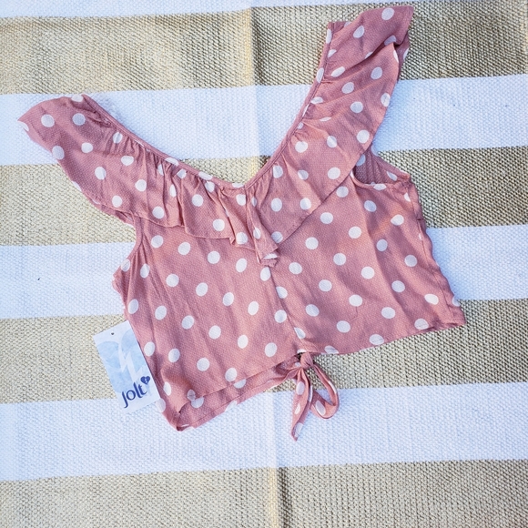 Jolt Deep V Button-Down Tie Front Crop Top - Picture 2 of 3